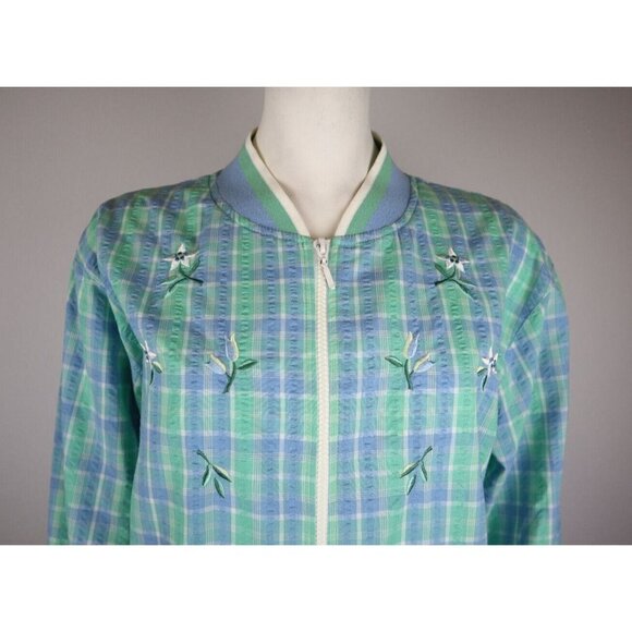 WOMEN'S BLUE & GREEN PLAID LIGHTWEIGHT JACKET - BLAST - SIZE PS - Picture 3 of 8